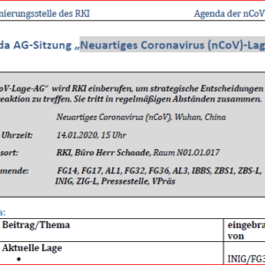 Agenda AG-Sitzung „Neuartiges Coronavirus (nCoV)-Lage" RKI Protokolle - 2020-2023